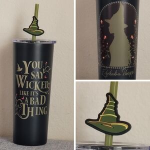 Universal Studios Wicked Elphaba Witch Hat Stainless Cup Lid Straw Black New